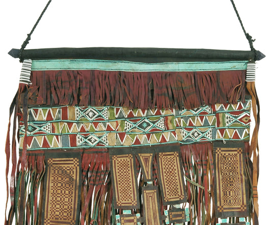 Old African Tuareg Leather Tent Panel Found In Niger Sahara - cropped detail