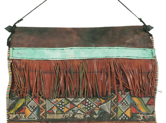 Authentic Old Tuareg Leather Panel From Niger - Traditional Saharan Artistry - alternate view