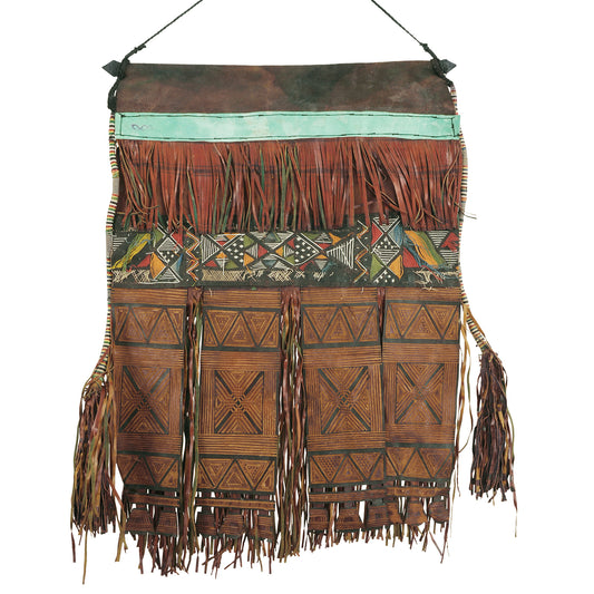 Authentic Old Tuareg Leather Panel From Niger - Traditional Saharan Artistry
