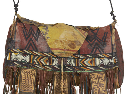 Vintage Tuareg Leather Bag – Sahara Nomad Ethnic Aged Leather Carryall