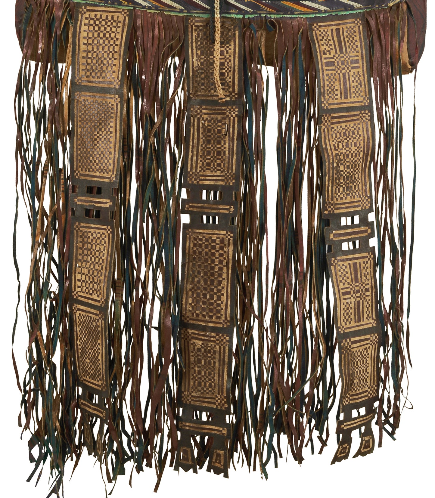 Vintage Tuareg Handcrafted Leather Bag With Geometric Designs Niger - close-up