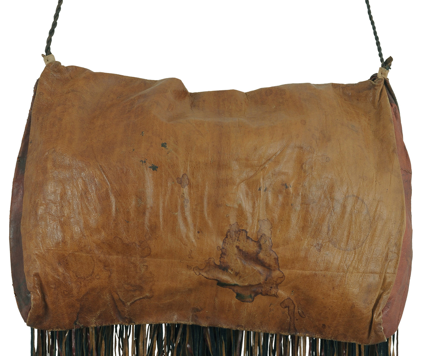 African Art Tuareg Leather Camel Bag From Niger Sahara Bedouin - angled shot