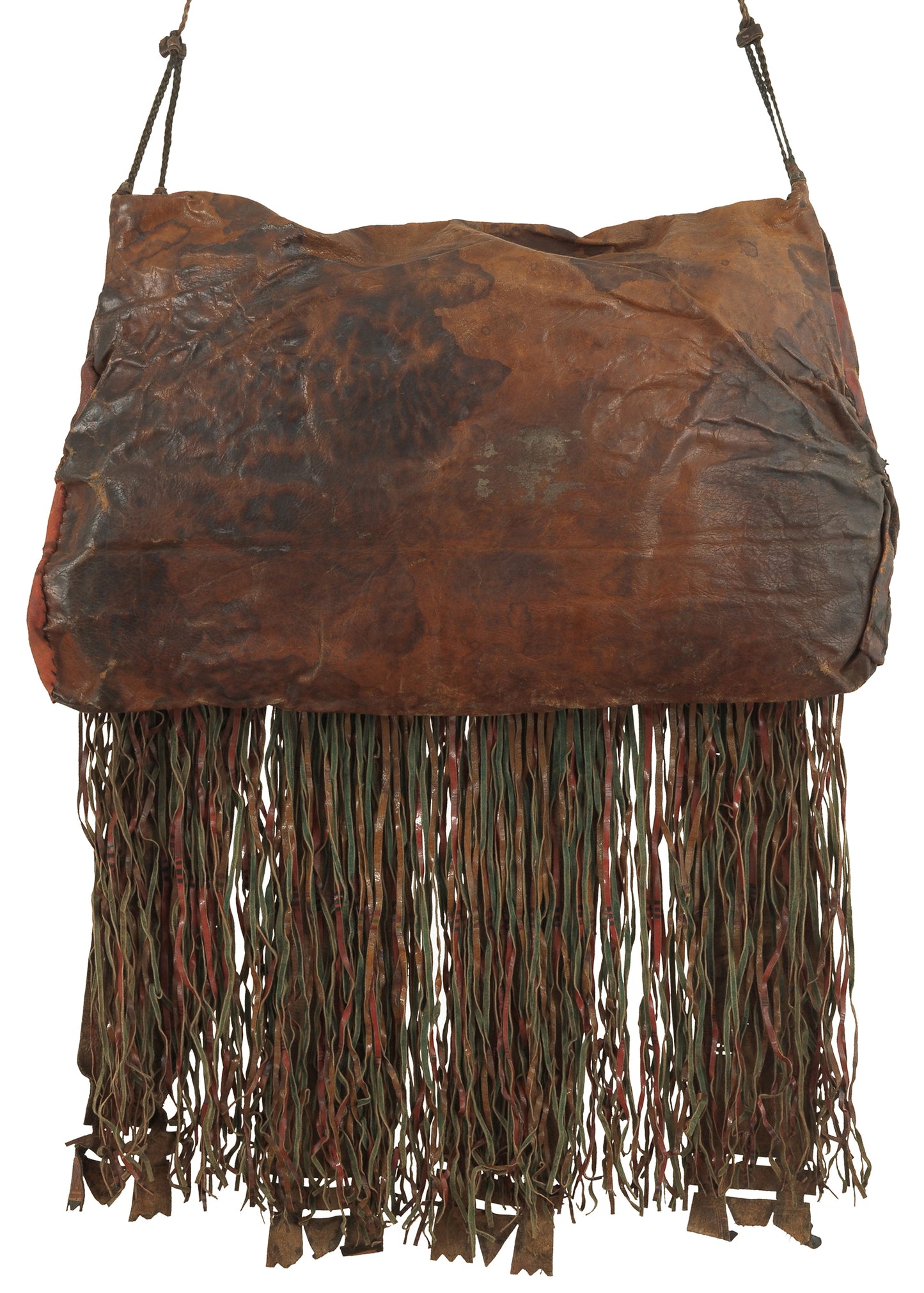 Old African Tuareg Leather Camel Bag From Niger Peul Fula Art - zoomed-in detail