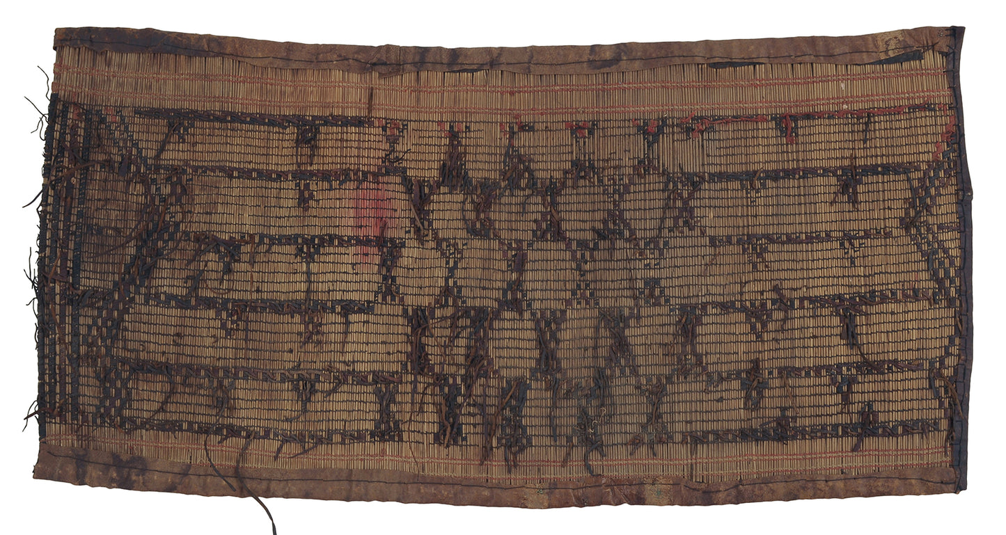 Traditional Tuareg Straw Mat With Leather Details - Authentic Craft From Niger - alternate view