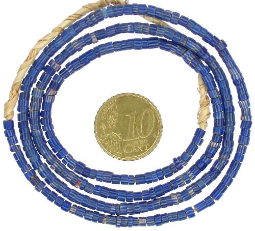 Antique Blue 4-Layer Chevron Beads - Small Venetian Strand 1800S - alternate view