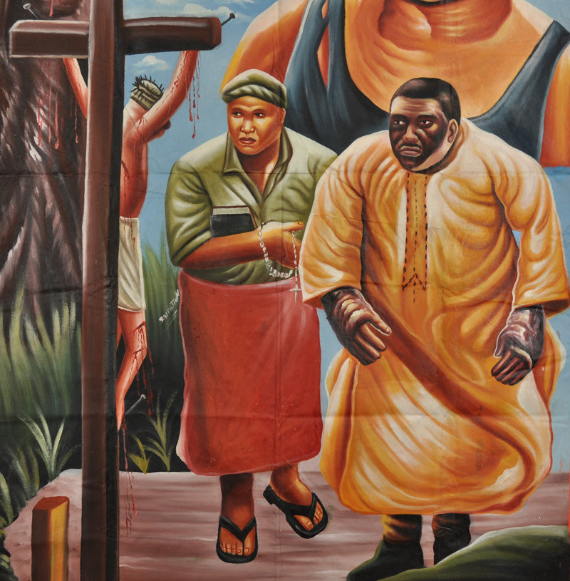 Unique 40 Days & 40 Nights Movie Poster - Hand Painted Ghanaian Art - close-up