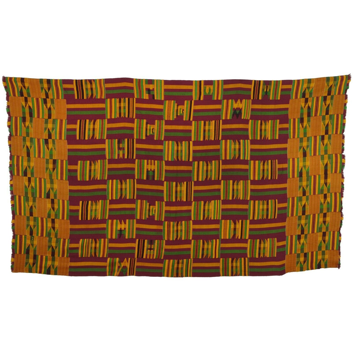 Handwoven Ashanti Kente Woman Cloth 1970s – 189×110 cm Vintage Ghana