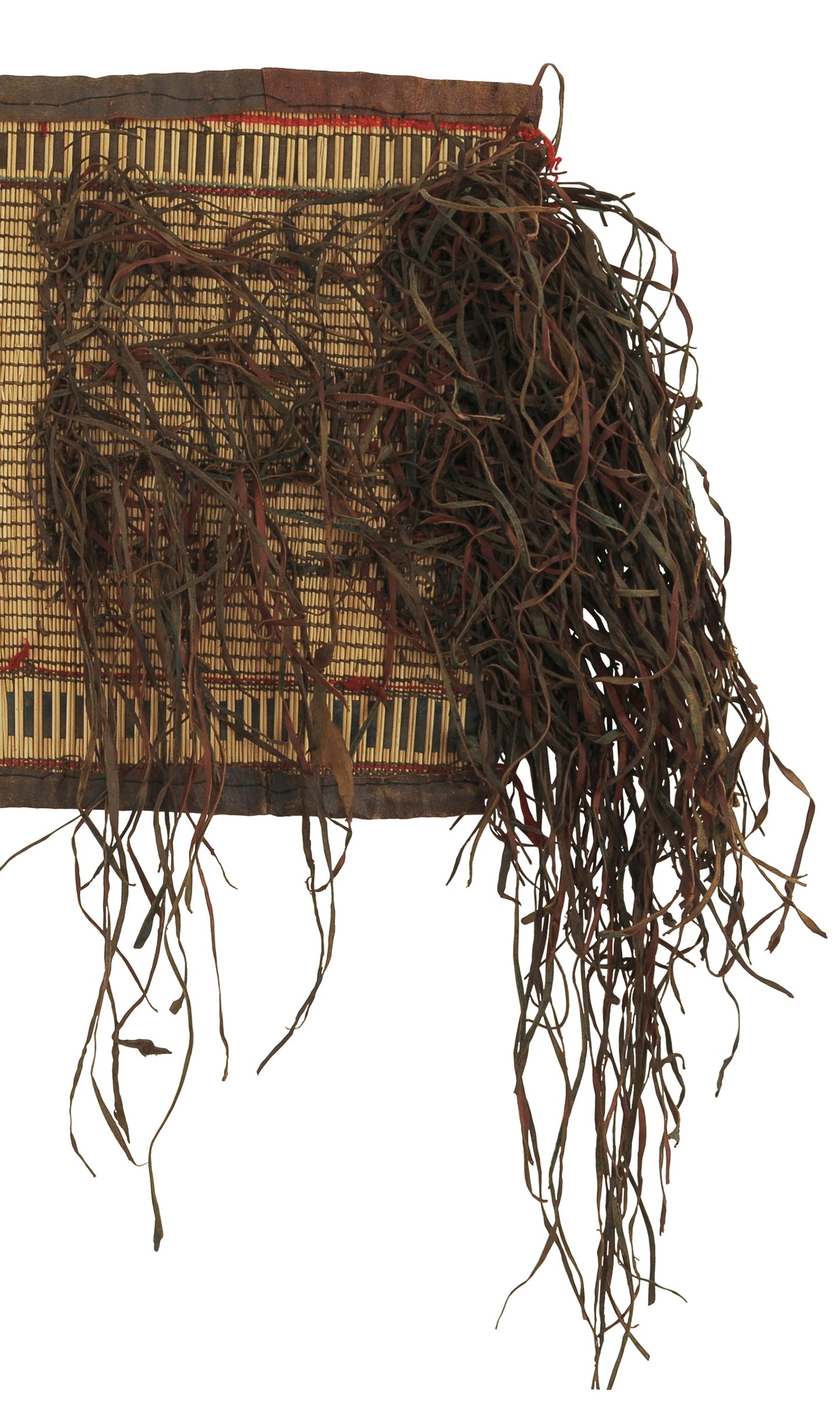 Traditional Tuareg Straw Mat With Leather Accents - Authentic Handcrafted Niger - product focus