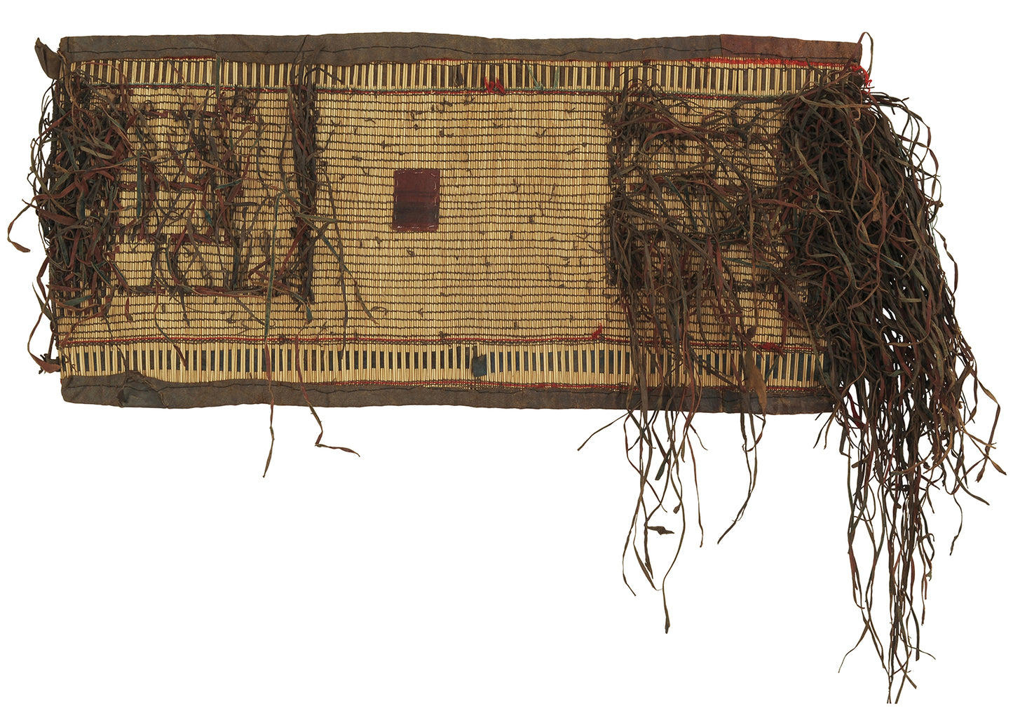 Traditional Tuareg Straw Mat With Leather Accents - Authentic Handcrafted Niger - alternate view