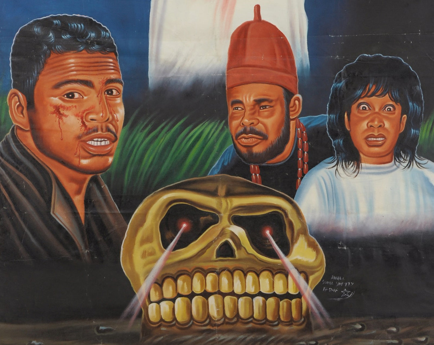 Above Death African Movie Poster - Hand-Painted Ghanaian Artwork - close-up