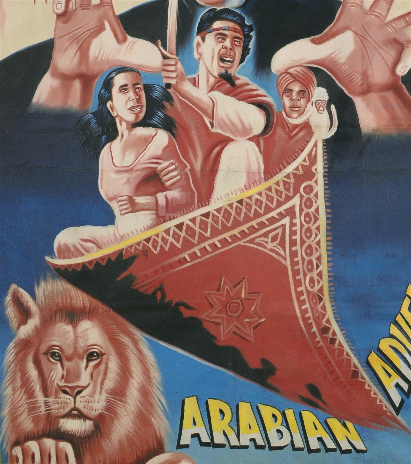 Authentic Hand-Painted Arabian Adventure Movie Poster From Ghana - close-up