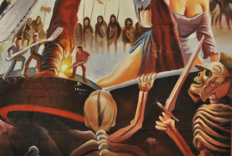 Original Army Of Darkness Hand-Painted Movie Poster By Agasco, 59.5" X 40" - close-up