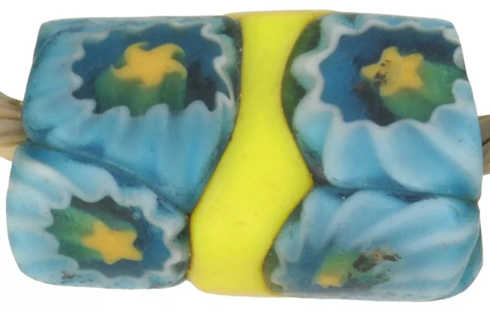 Antique Banded Millefiori African Trade Beads - Venetian Mosaic Glass - zoomed-in detail