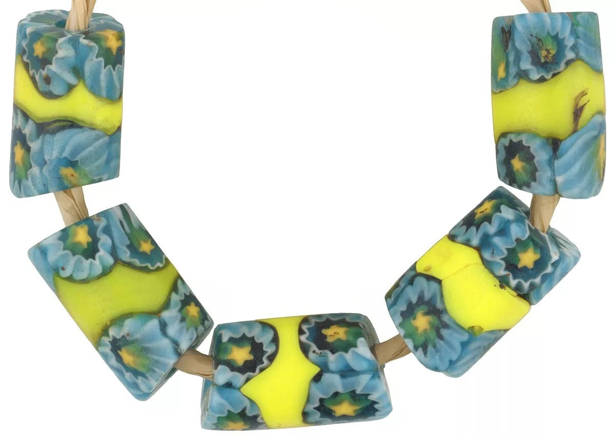 Antique Banded Millefiori African Trade Beads - Venetian Mosaic Glass - alternate view