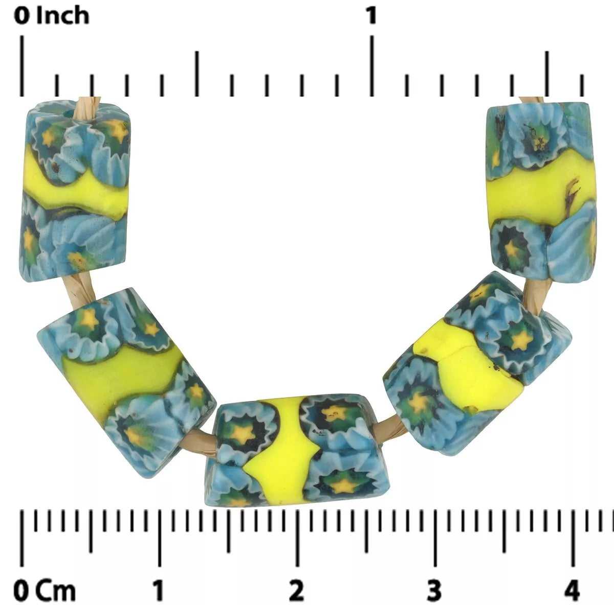 Antique Banded Millefiori African Trade Beads - Venetian Mosaic Glass - close-up