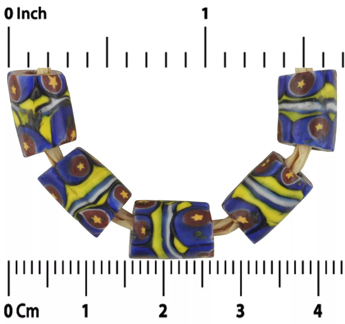 Antique Venetian Mosaic Millefiori Beads - African Trade Glass, 10Mm - close-up