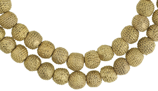 African Brass Beads Round Handmade 21" Strand From Ghana - alternate view
