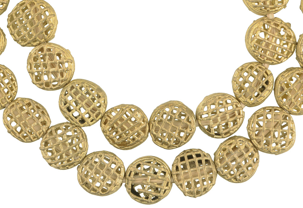 Beautiful African Tabular Brass Beads - Handmade In Ghana - alternate view