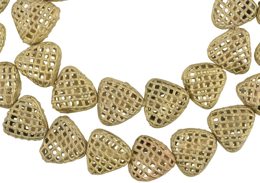 Beautiful Tabular African Brass Beads, Handmade In Ghana, 21.5" Strand - alternate view