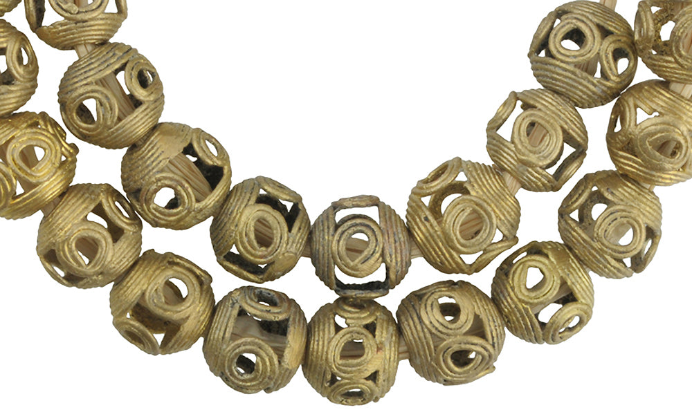 Large African Round Brass Beads - Handmade In Ghana - 15-16Mm - alternate view