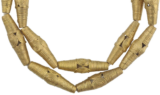 Handmade African Brass Beads From Ghana - Lost Wax Technique, 22 ¾" - alternate view