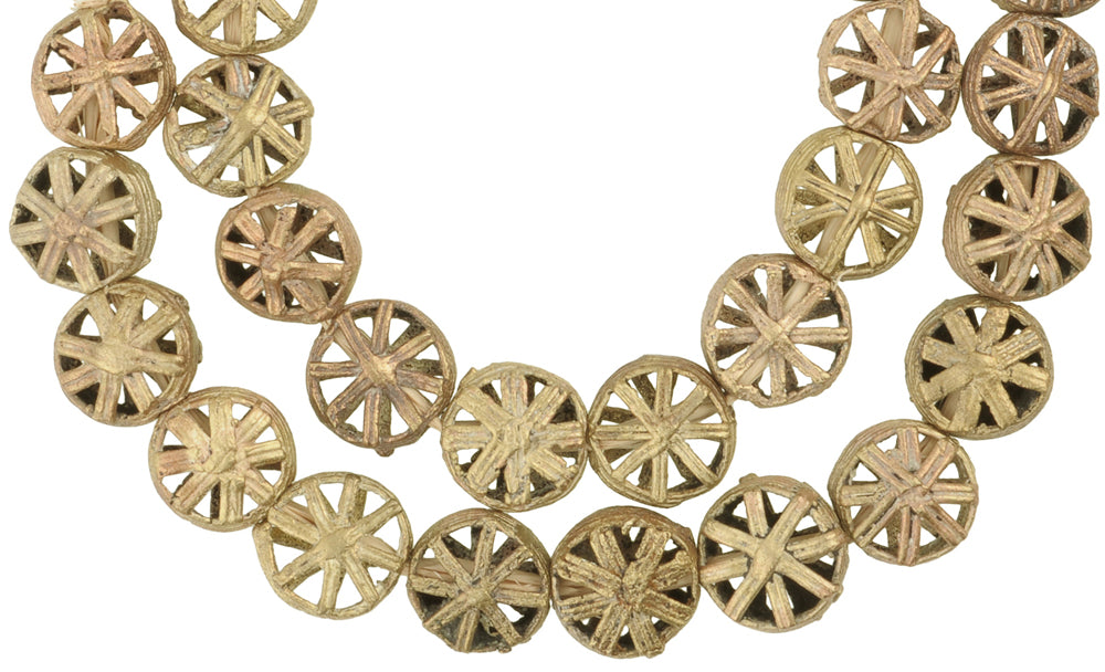 Handmade African Tabular Brass Beads From Ghana - Lost Wax Technique - alternate view