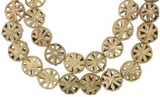 Handmade African Tabular Brass Beads From Ghana - Lost Wax Technique - alternate view