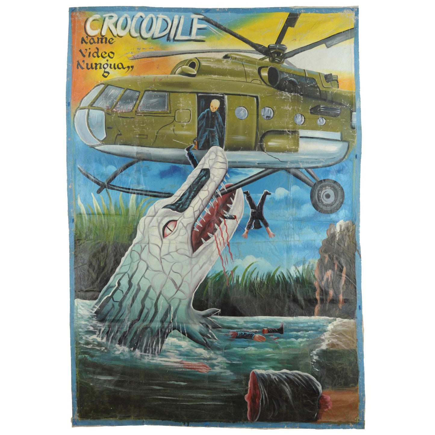 Unique Crocodile Movie Poster | Hand Painted In Ghana - horror scene artwork