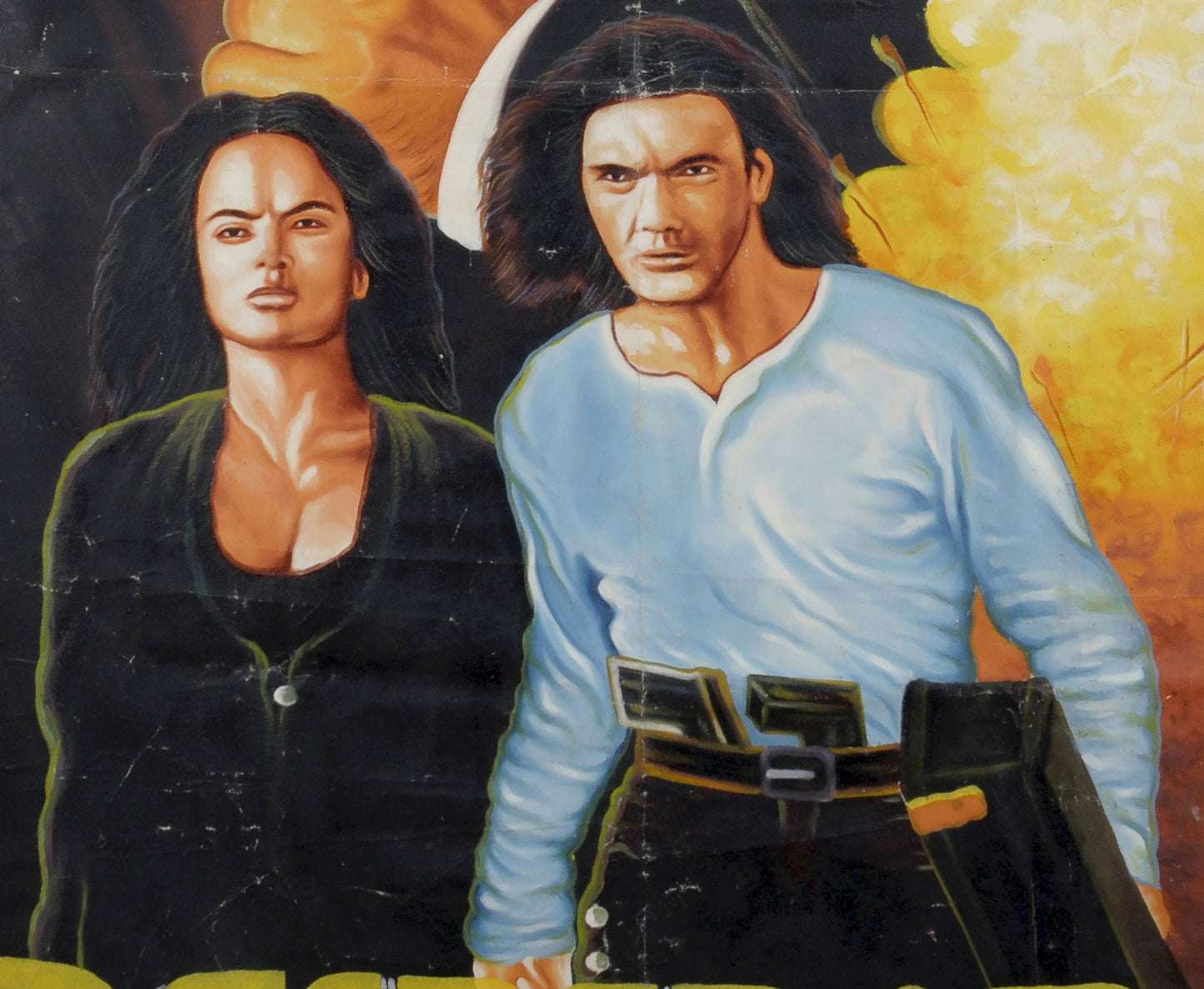 Authentic Desperado Movie Poster - Hand-Painted In Ghana - close-up
