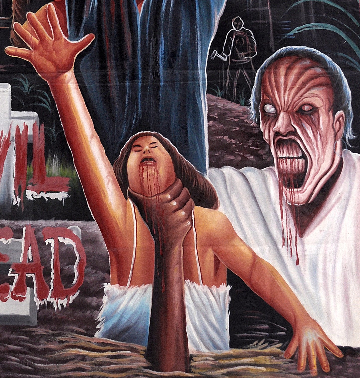 Evil Dead Ghanaian Hand-Painted Movie Poster | Authentic Art - close-up