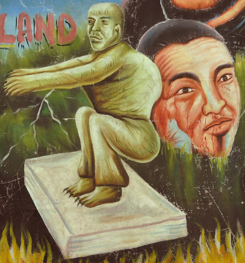 Evil In The Land African Movie Poster - Hand-Painted In Ghana - close-up