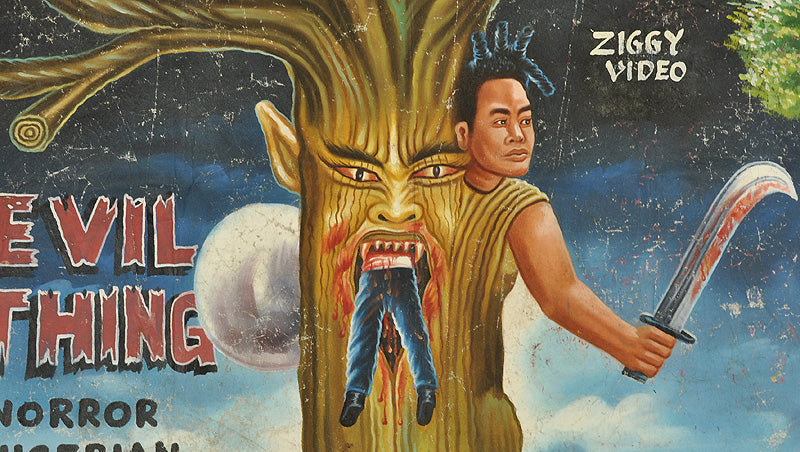 Evil Thing Movie Poster - Hand-Painted Ghanaian African Art - close-up