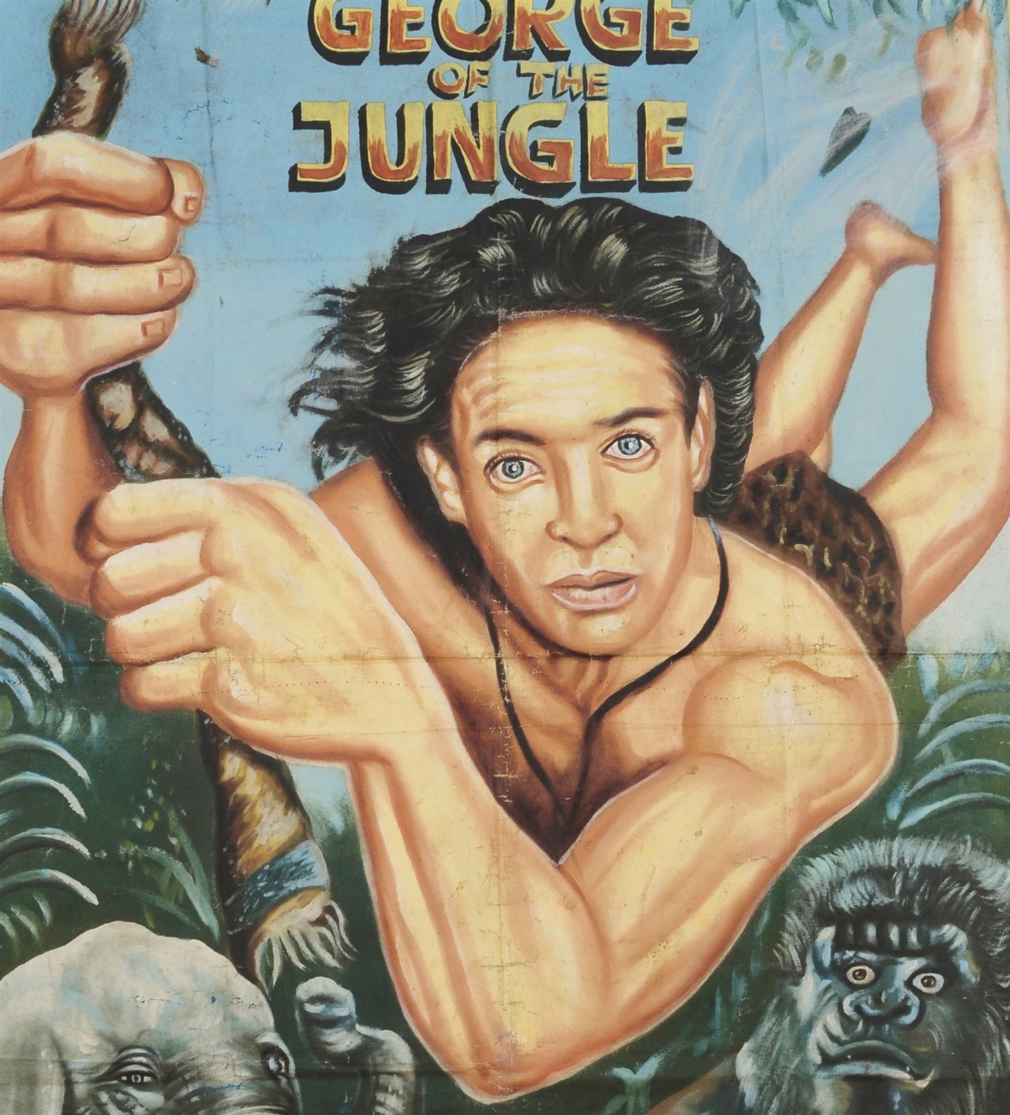 Authentic George Of The Jungle Movie Poster - Hand Painted In Ghana - alternate view