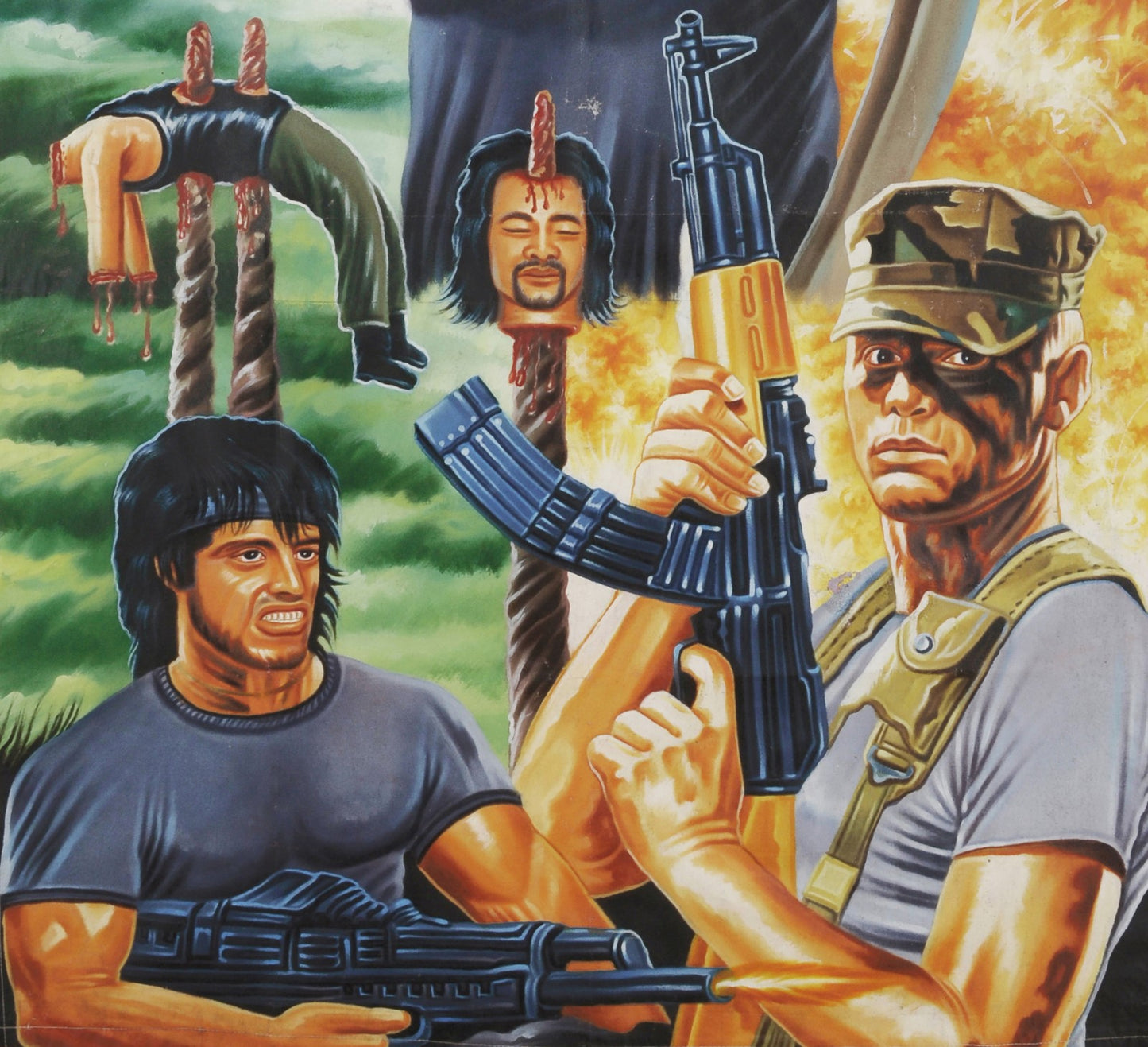 John Rambo 4 Movie Poster Wall Art - Hand-Painted Ghana Art - close-up