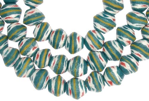 Powder Glass Bicone Beads 13-14Mm - Ghana Recycled Trade Beads - alternate view