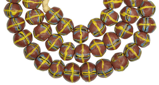 African Trade Beads - Fancy Powder Glass Bicone Beads, 17-18Mm, Ghana - alternate view