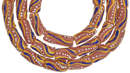 African Fancy Powder Glass Beads, 9Mm, Recycled Krobo Trade Beads - alternate view