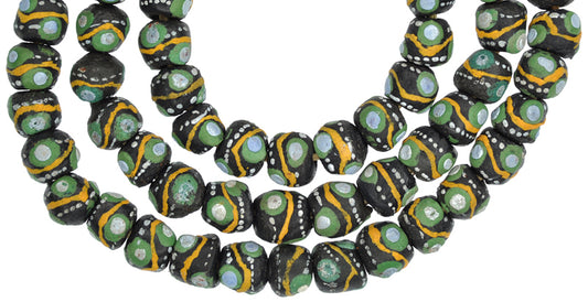 Fancy African Powder Glass Beads - 11Mm Krobo Trade Beads - alternate view