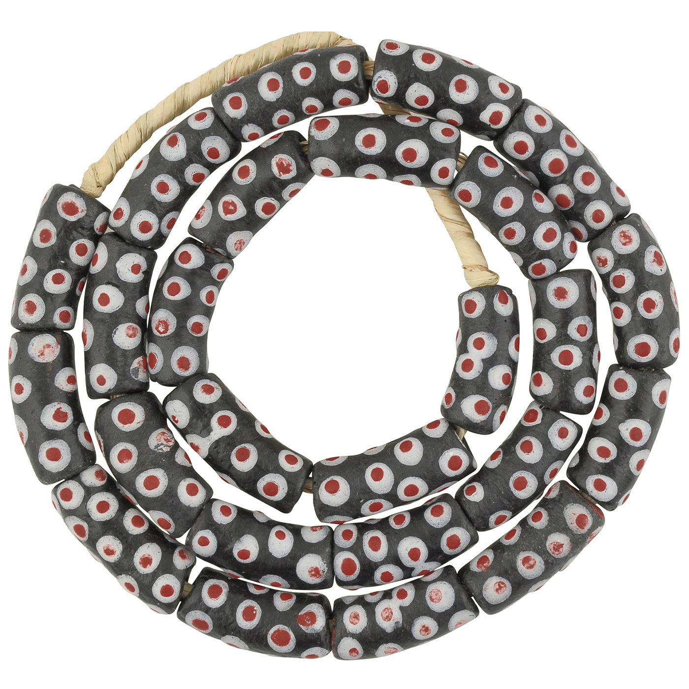 African handmade beads glass powder Krobo Fancy Eye ethnic necklace