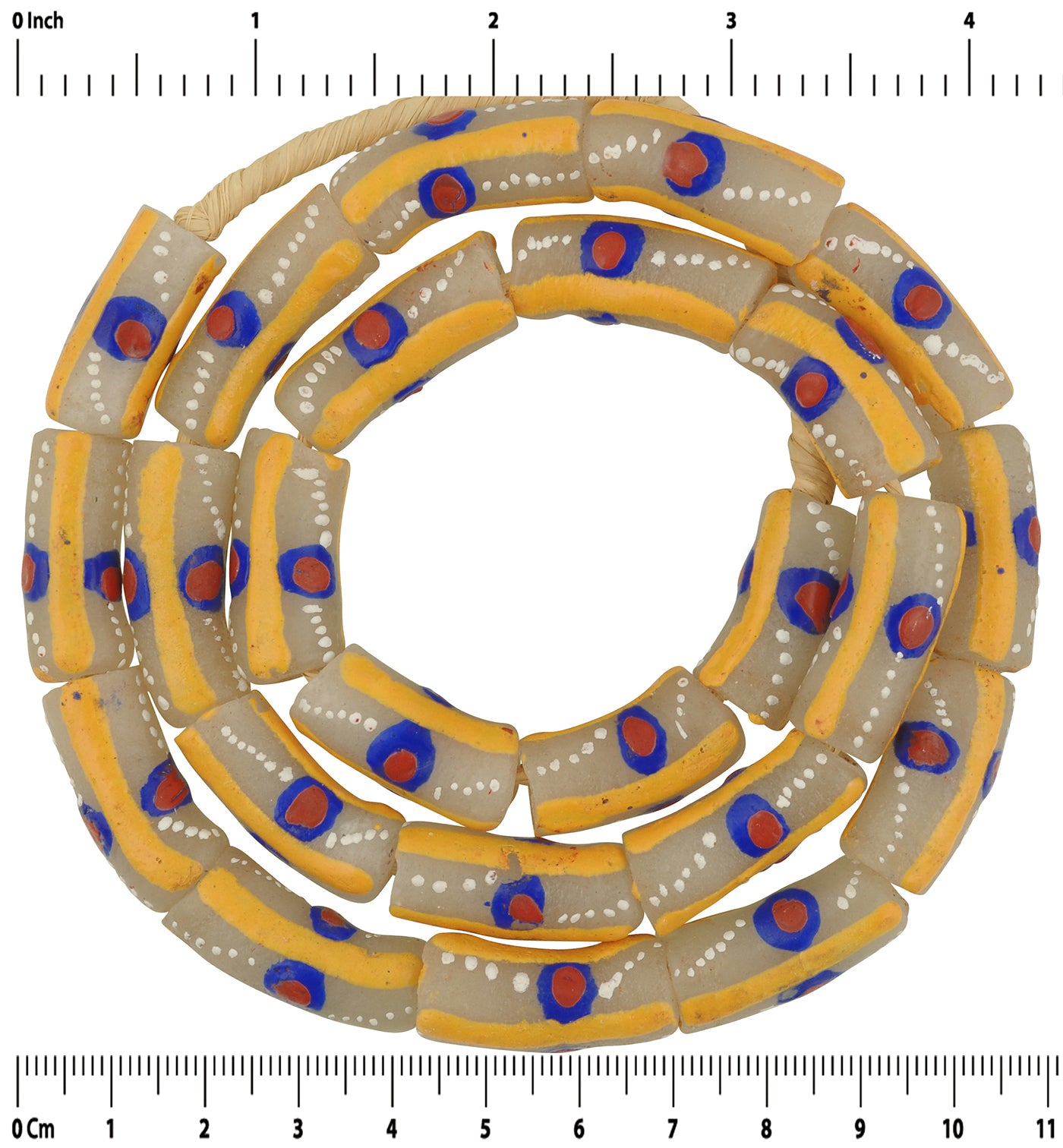 African Trade Beads - Fancy Powder Glass Krobo Beads From Ghana - zoomed-in detail