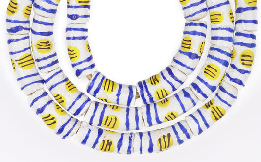 African Powder Glass Beads, 25.5" Strand, Fancy Krobo Trade Beads - alternate view