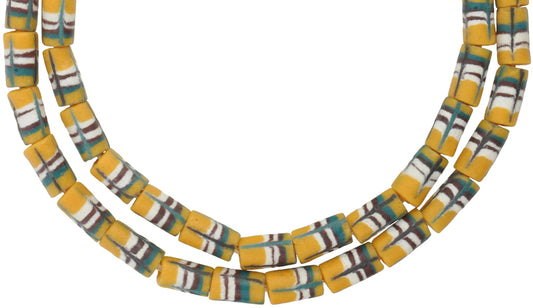 Yellow Ghana Glass Beads - Powder Glass African Trade Beads - alternate view