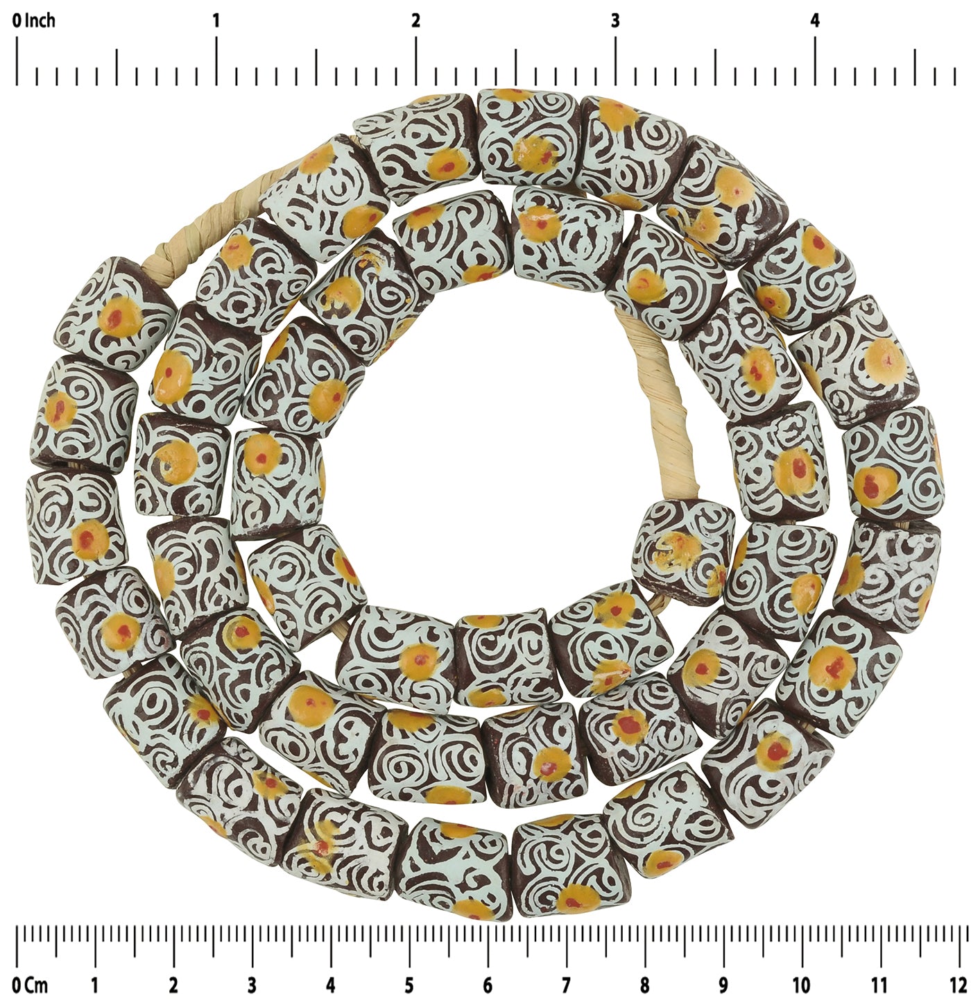 Authentic African Trade Beads - Fancy Powder Glass Krobo Beads - zoomed-in detail