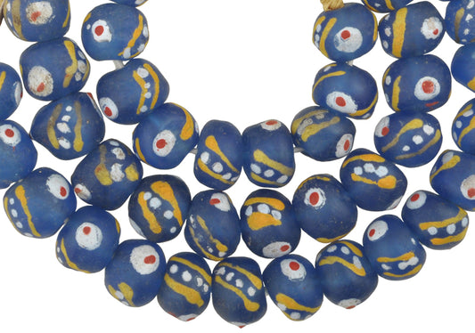 Translucent Powder Glass African Beads, Ghana Krobo Fancy Beads - alternate view