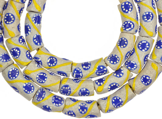 Powder Glass African Trade Beads - 9-10Mm Fancy Krobo Glass Strand - alternate view