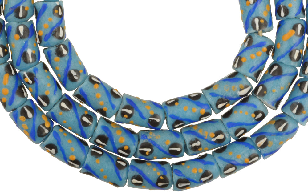 African Trade Powder Glass Beads - 8Mm Fancy Krobo Recycled Beads - alternate view