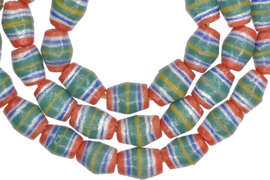 Oval Powder Glass African Trade Beads - Recycled Krobo Beads Ghana - alternate view