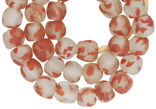 Translucent Krobo Glass Beads - Recycled African Trade Beads - closer angle