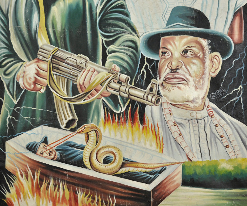 Last Occult 3 Movie Poster - Hand-Painted African Ghana Art - close-up