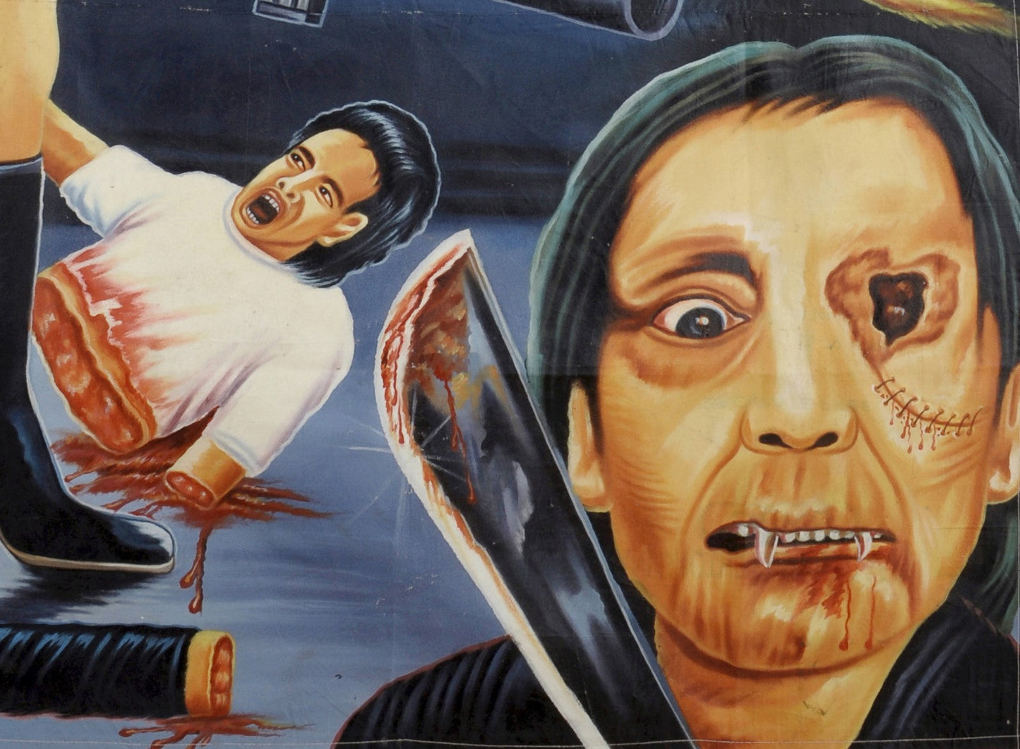 Planet Terror: Unique Hand-Painted Ghana Movie Poster Art - zoomed-in detail